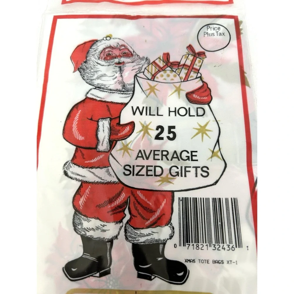 Vtg Santa Claus Gift Tote Bag Plastic Toy Sack 2' x 3' Christmas Holiday Season